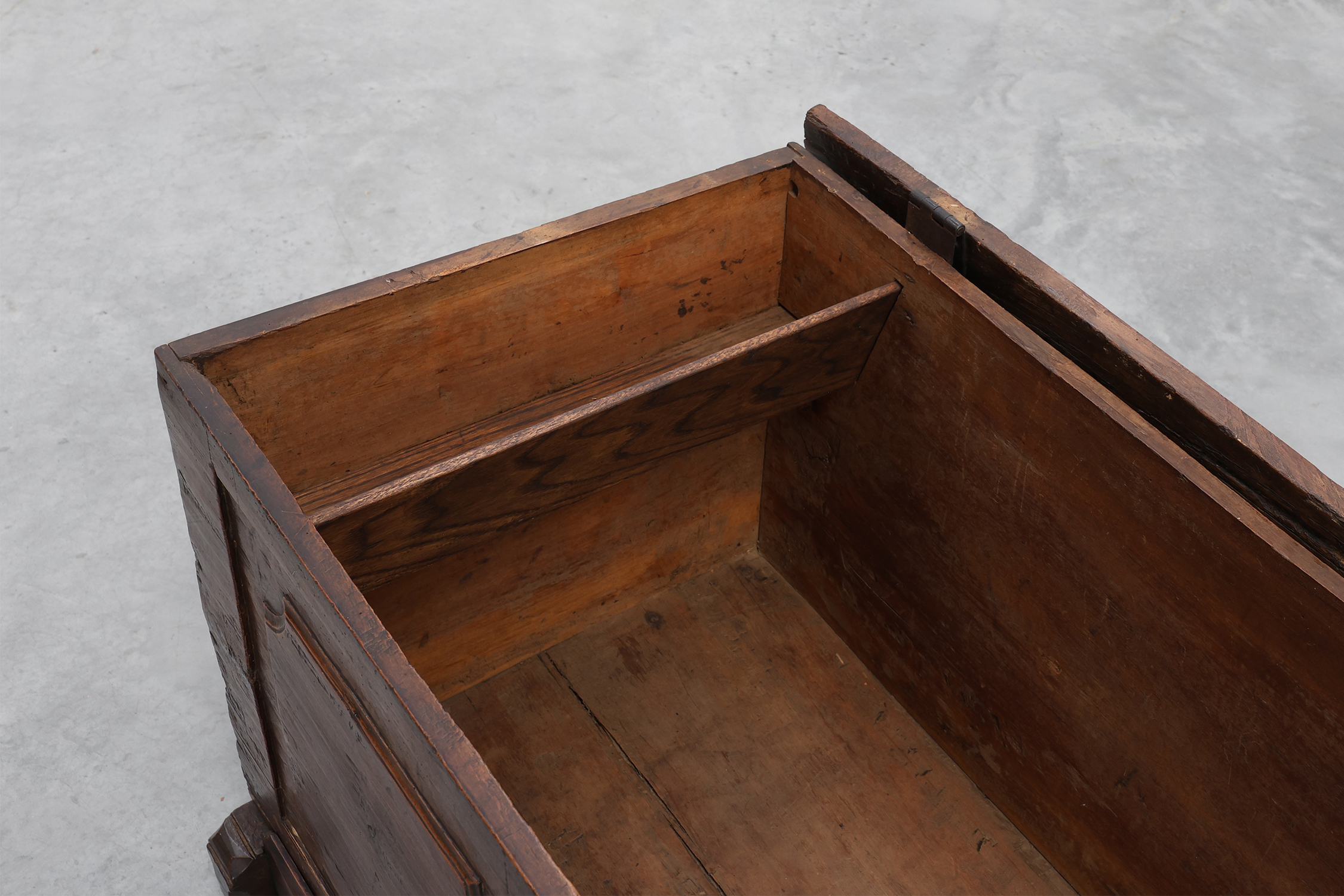 Flemish Oak Blanket Chest with panelled front and iron lock, dated 1825thumbnail